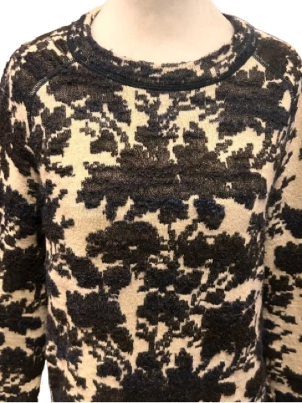 Tory Burch Floral Mohair Jacquard Blend Sweater Quiet Luxury Size M
